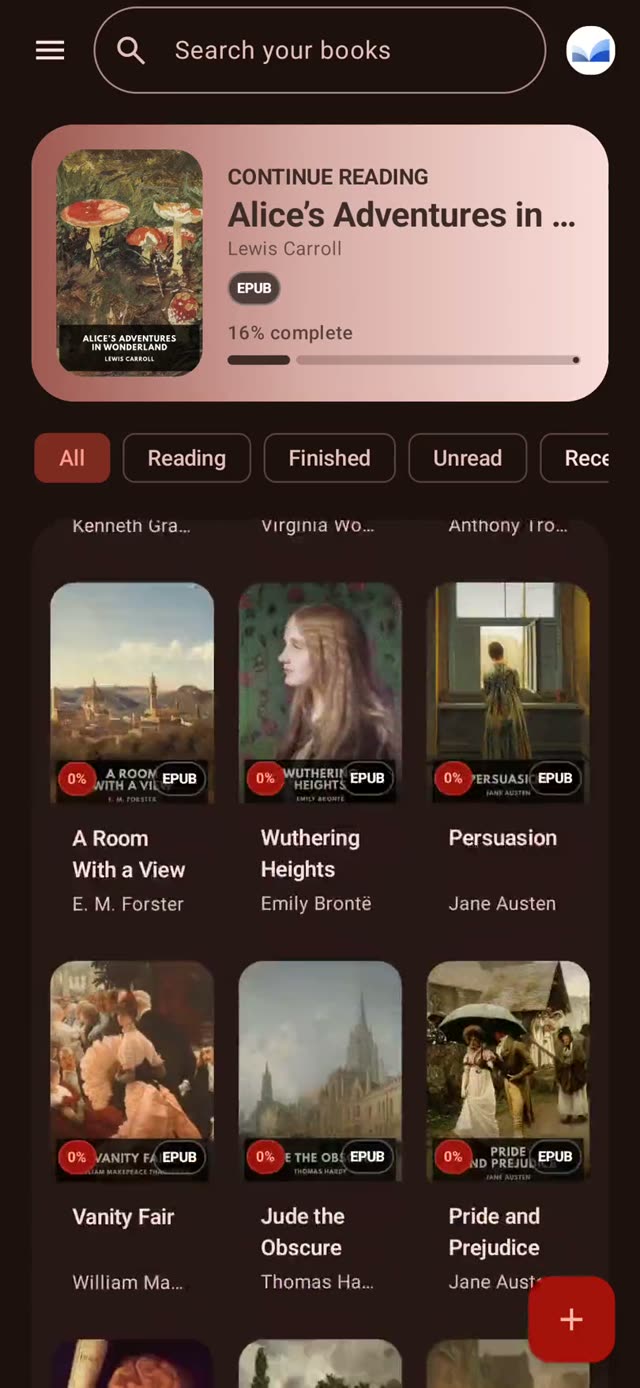 Episteme library with cover thumbnails